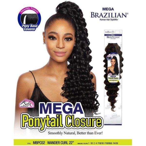 Mega Brazilian Ponytail Closure Human WANDER CURL  22  For Sale